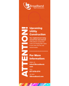 Construction Door Hanger (Orange) For use in all areas except St. Louis, Northern IL, Galesburg
